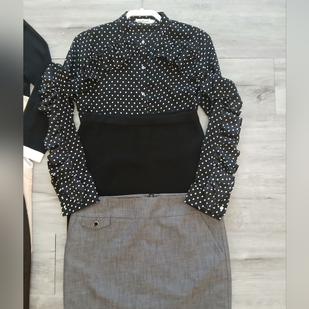 Lot X 6 Office Work Pencil Skirts Blouses Button Up Shirt Knit Top Bundle Set - Picture 7 of 15